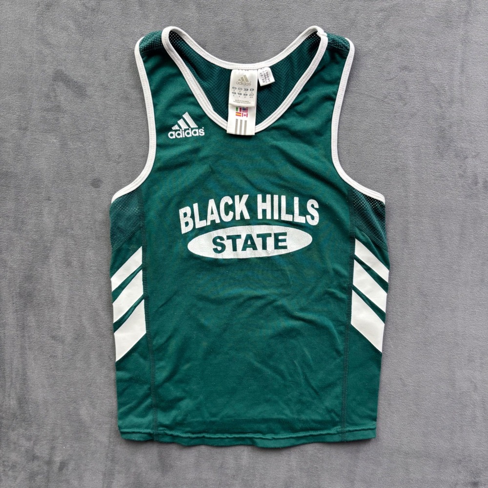 Vintage Adidas Black Hills State Singlet Mens Medium Green Track Field Tank Top